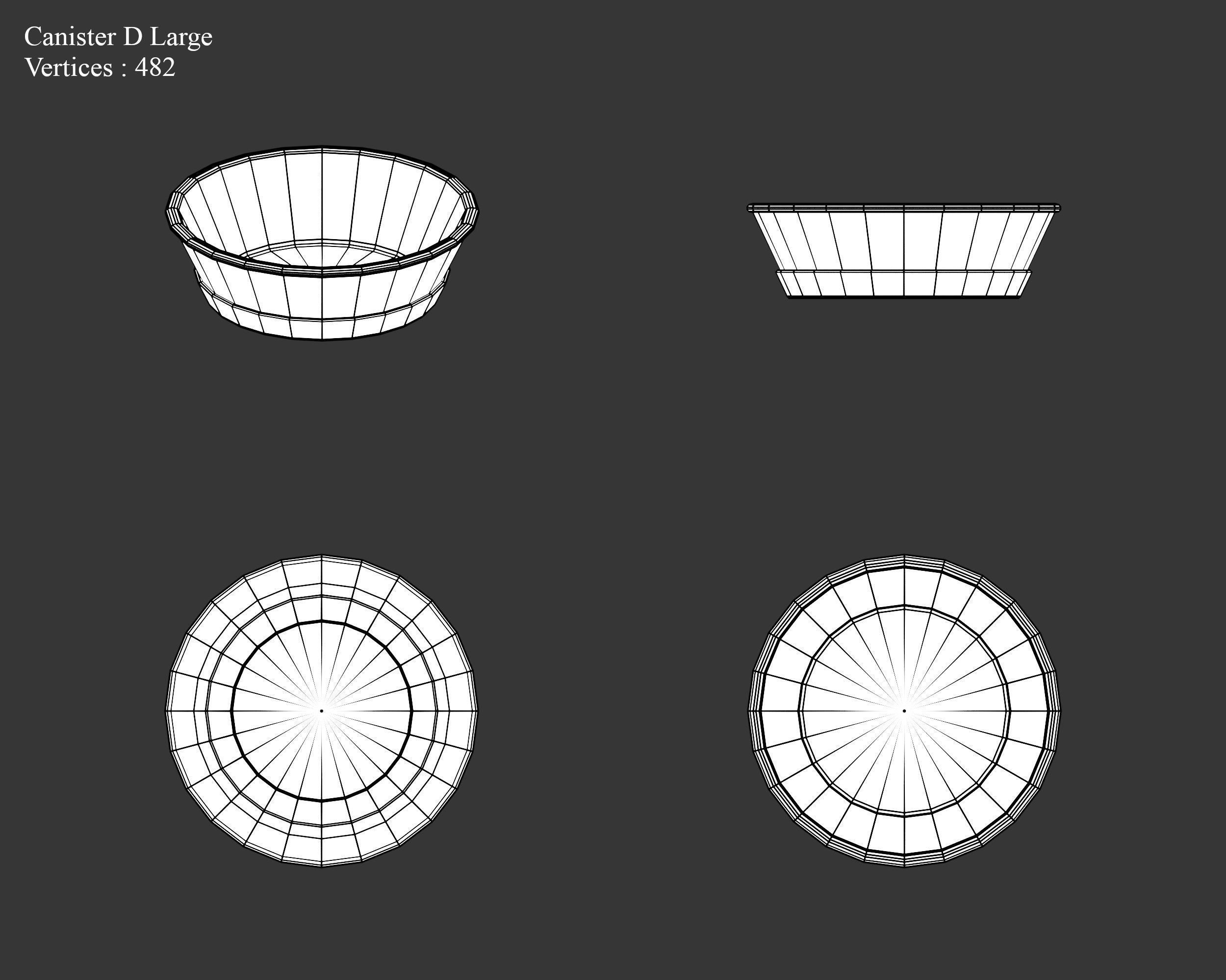 Medieval Containers Metal Canisters Low-poly 3D model_24