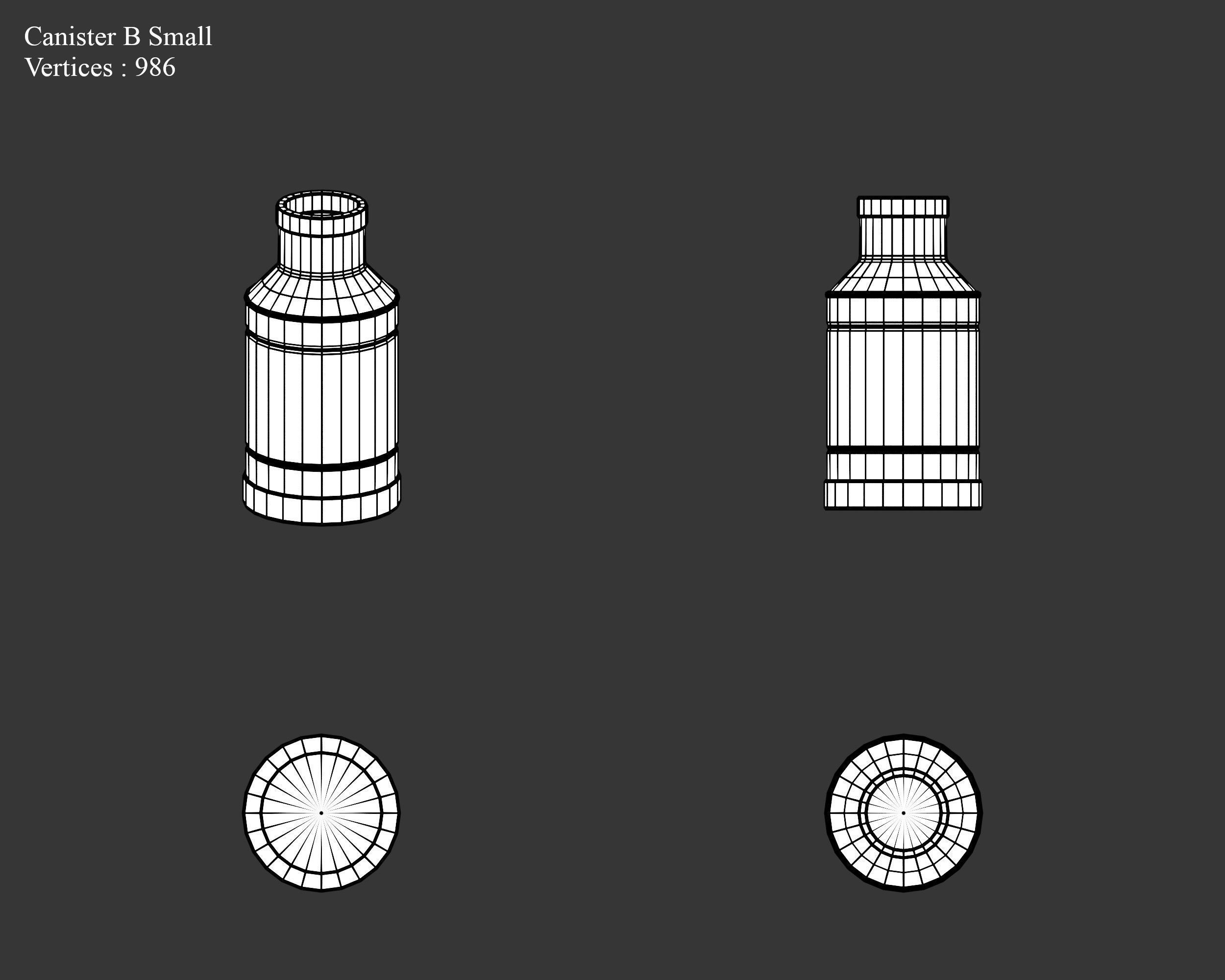 Medieval Containers Metal Canisters Low-poly 3D model_15