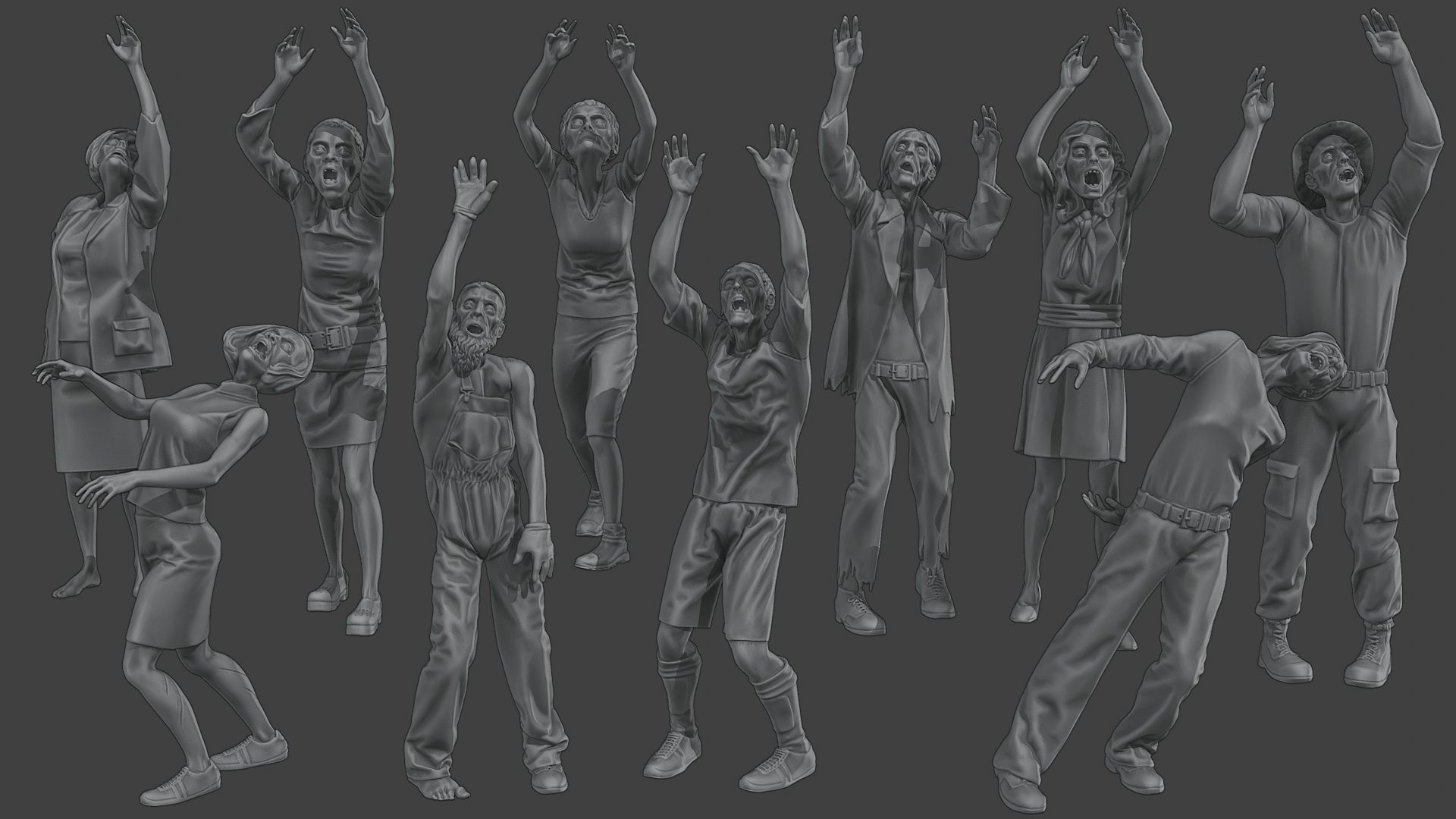 Casual Zombie CZ4 Pack 1 3D Model Collection_1