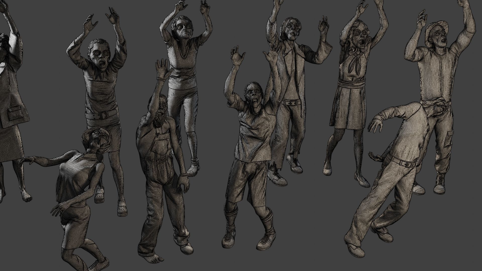 Casual Zombie CZ4 Pack 1 3D Model Collection_12