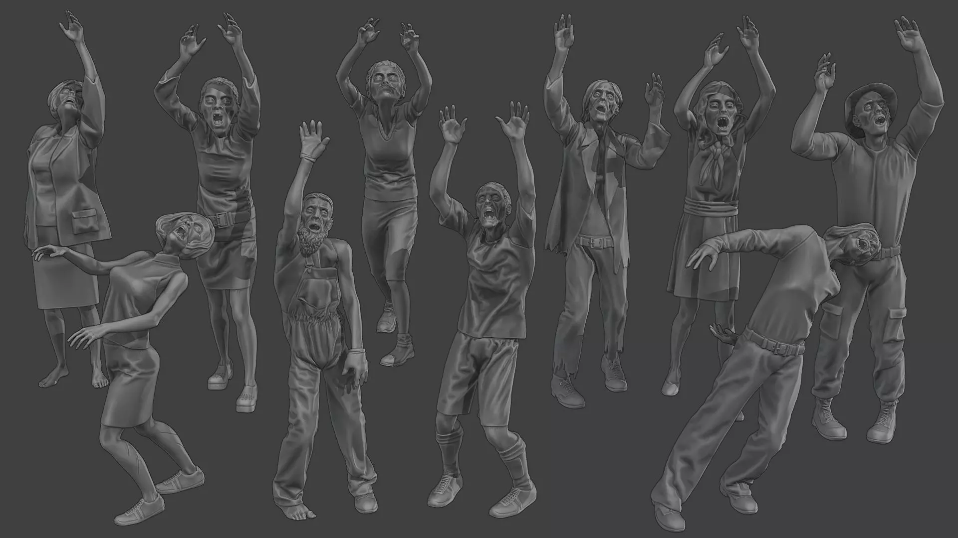 Casual Zombie CZ4 Pack 1 3D Model Collection_0