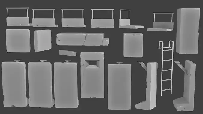 Concrete Wall Base Pack 1 3D print model