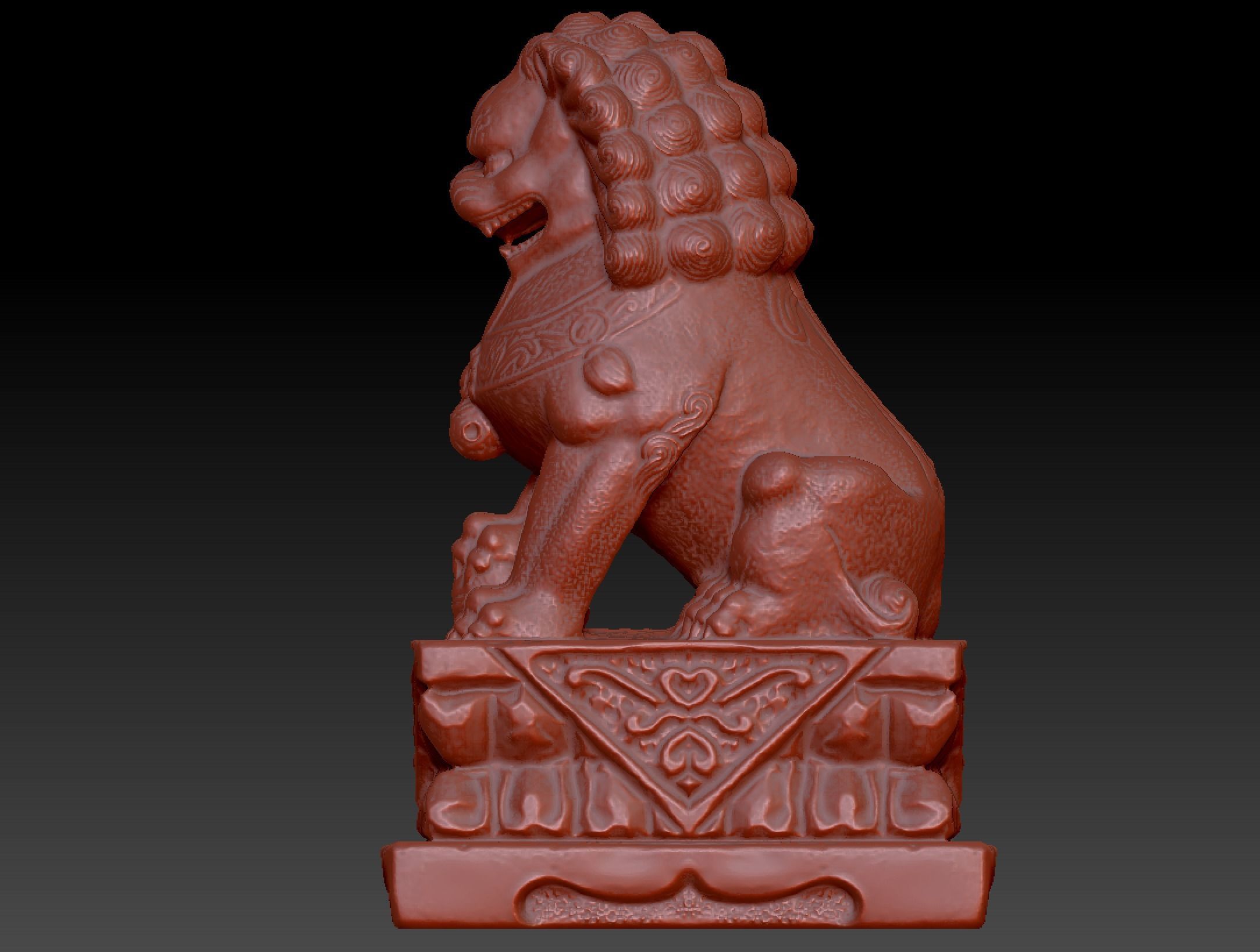  Stone lion statue China lion statue 3D print model_1