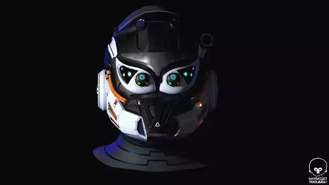 Sci-Fi Helmet concept game ready 3d Model Low-poly 3D model