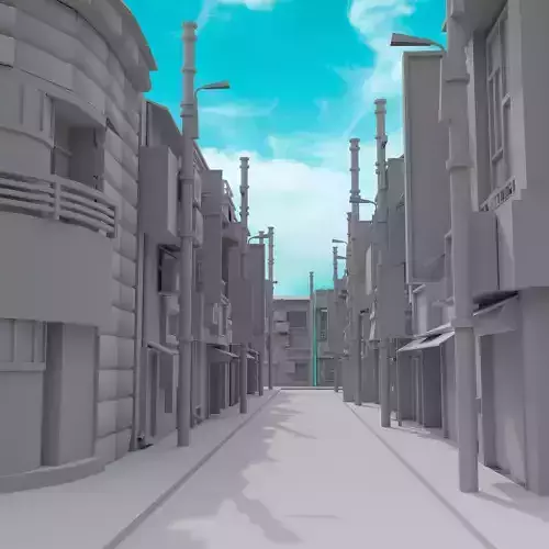 Cartoon Street Scene v2 3D model