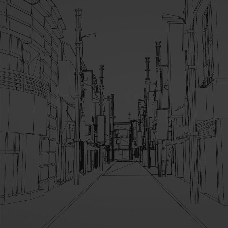 Cartoon Street Scene v2 3D model_1