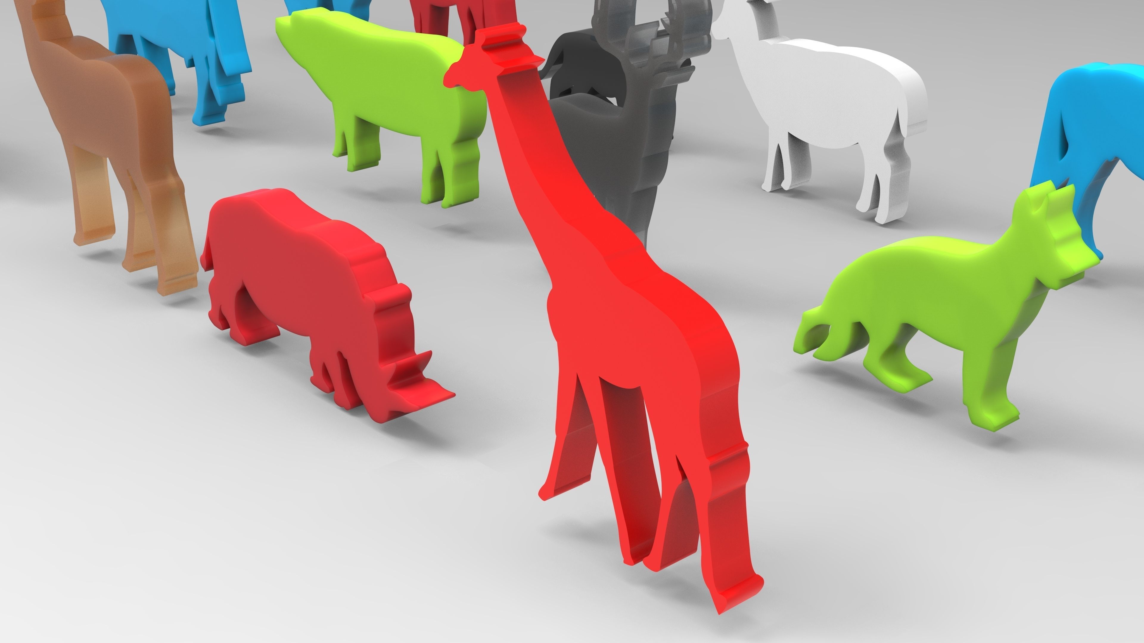 ANIMAL FIGURE SILHOUETTES Low-poly 3D model_5
