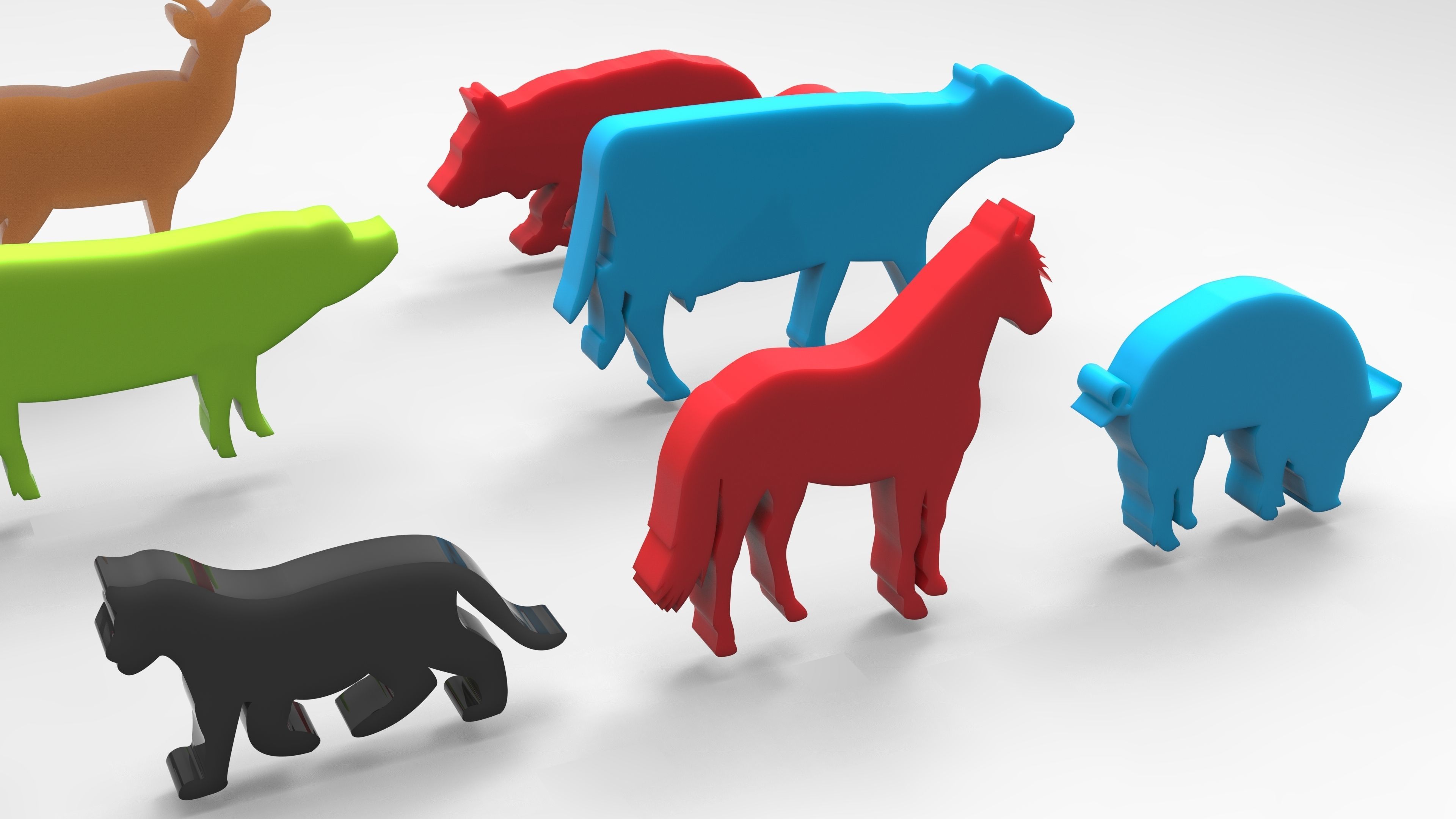 ANIMAL FIGURE SILHOUETTES Low-poly 3D model_3