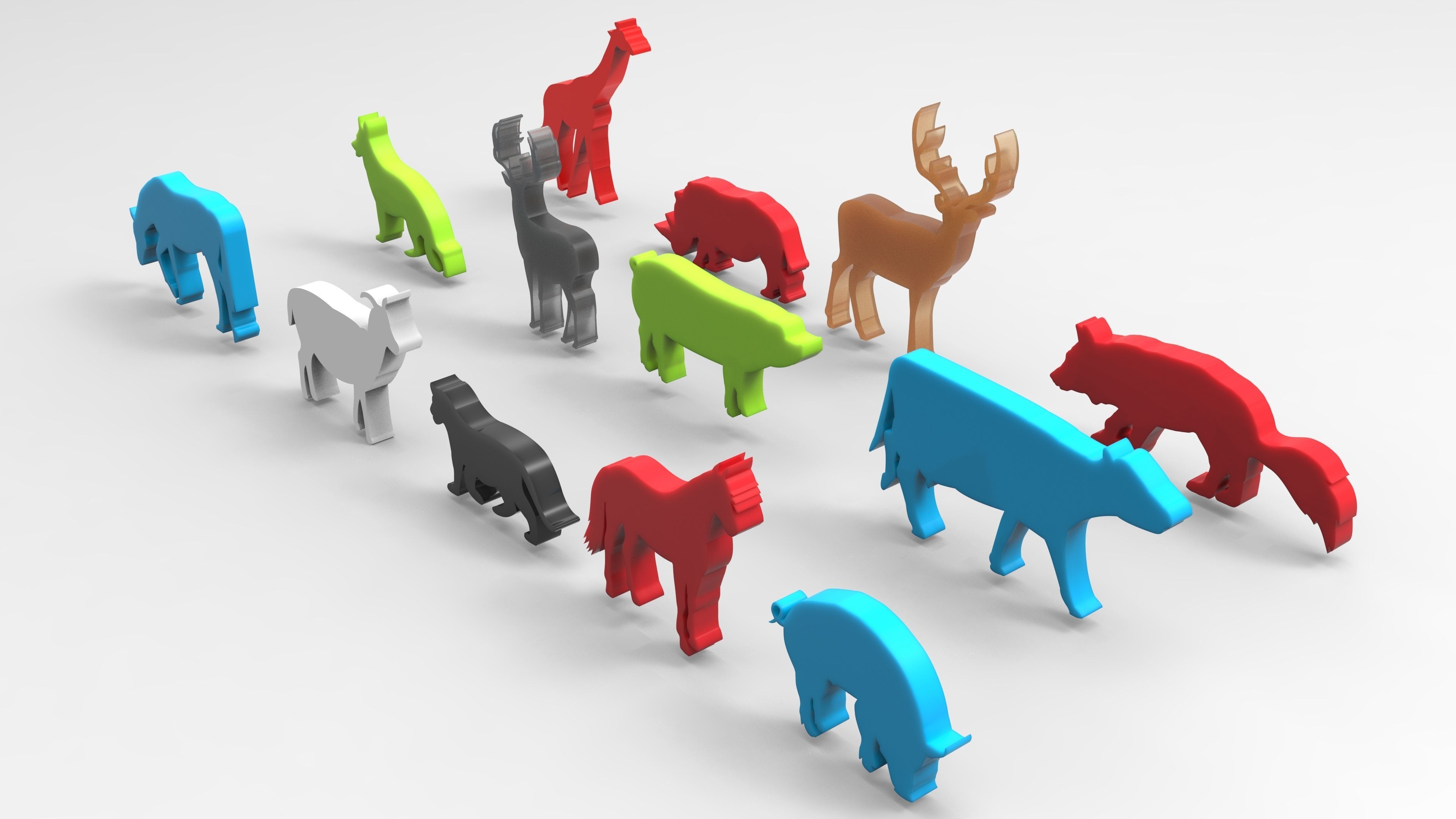 ANIMAL FIGURE SILHOUETTES Low-poly 3D model_2
