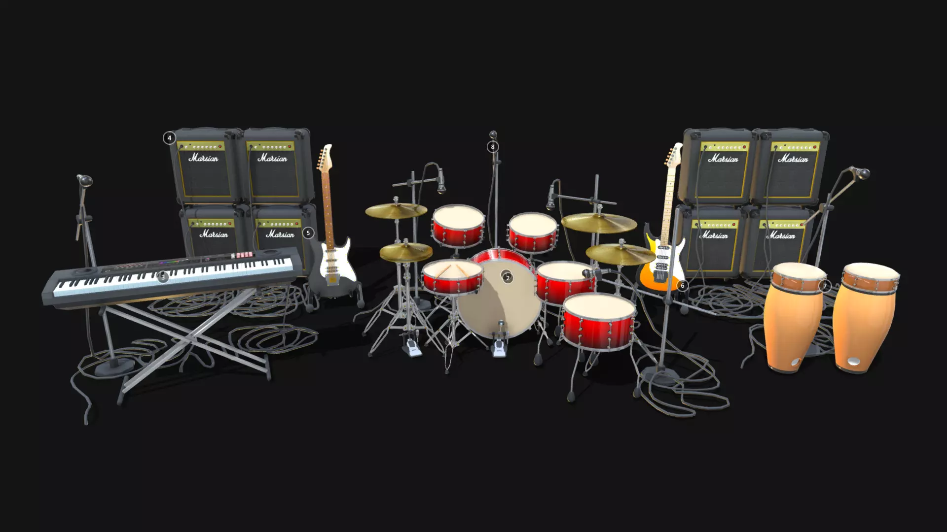 Low Poly Instruments 3D model Rock Instrument Pack VR / AR / low-poly | CGTrader