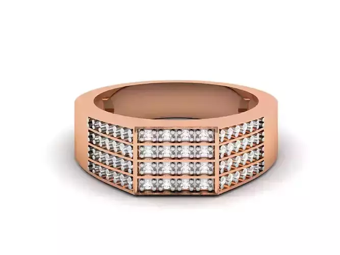 Gents Groom Mens Diamond Band Ring 3dm render details 3D print model