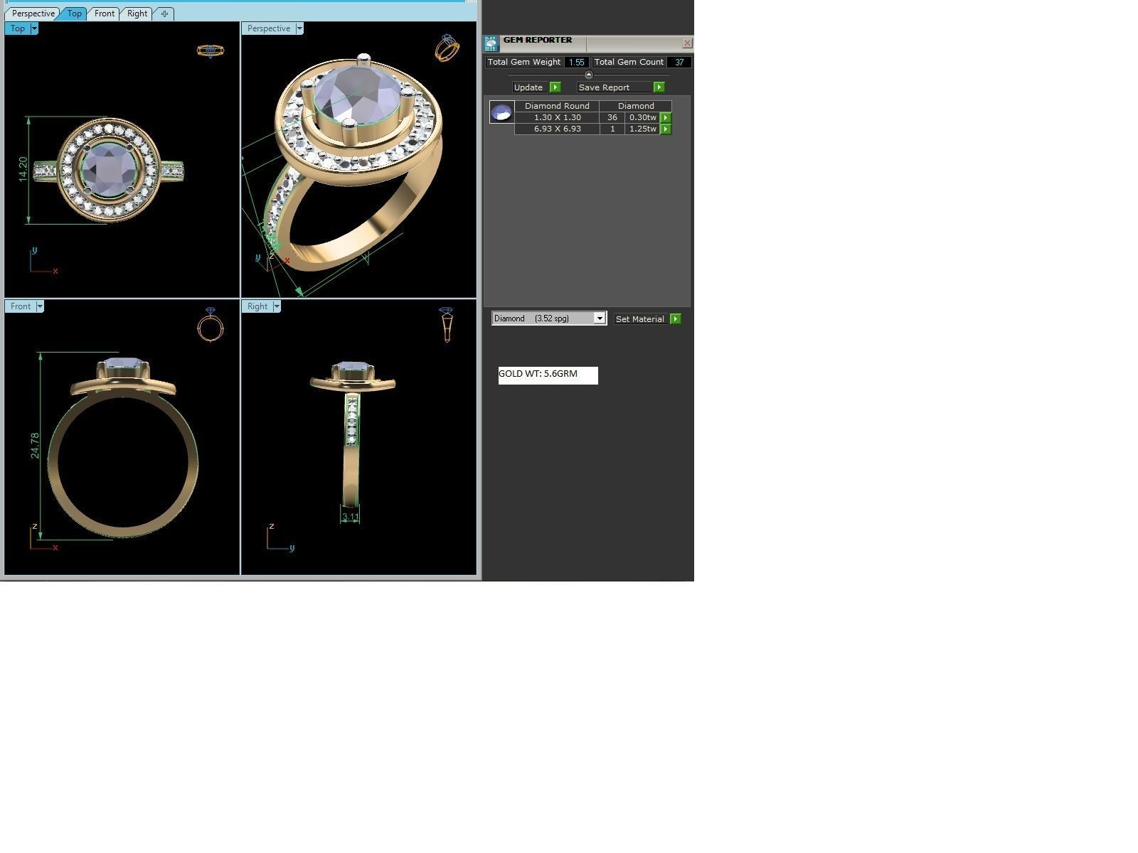 Women solitaire ring 3dm render detail 3D print model_4