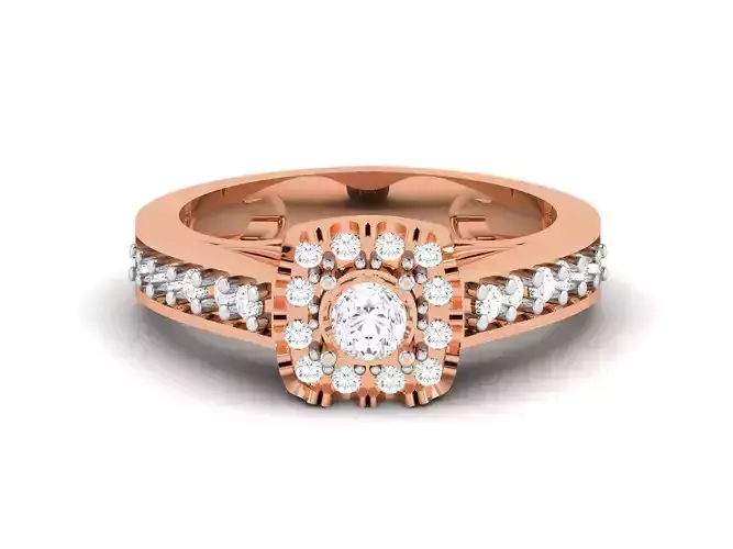 Halo Solitaire Women Diamond Ring 3dm render details