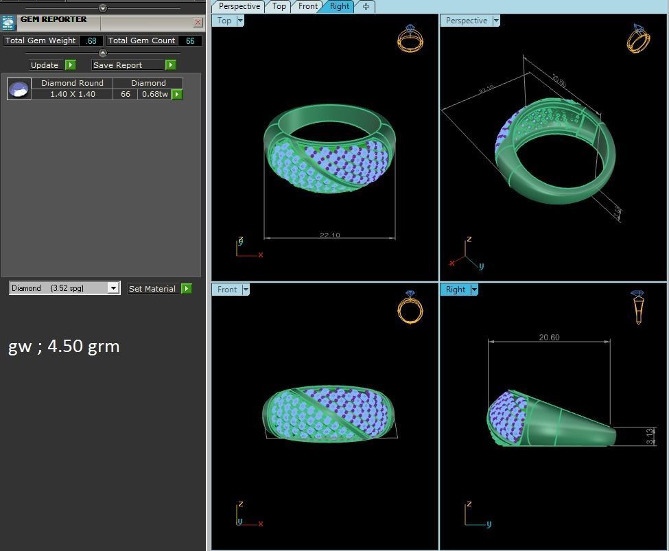 Diamond Band Ring 3dm render detail 3D print model_3