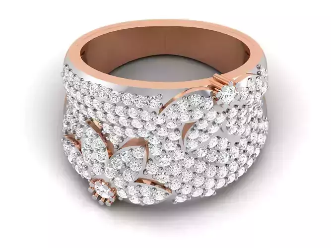 Women Diamond Cocktail Ring 3dm renders detail