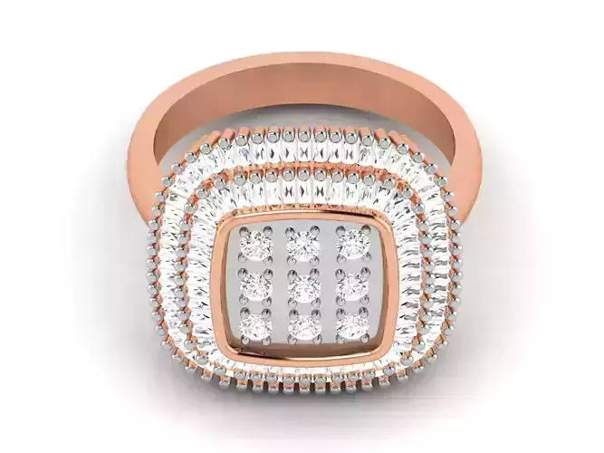 Women Diamond Cocktail Ring 3dm render details