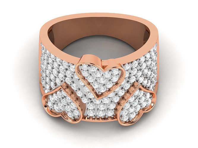 Women Diamond Heart Cocktail Ring 3dm renders detail 3D print model