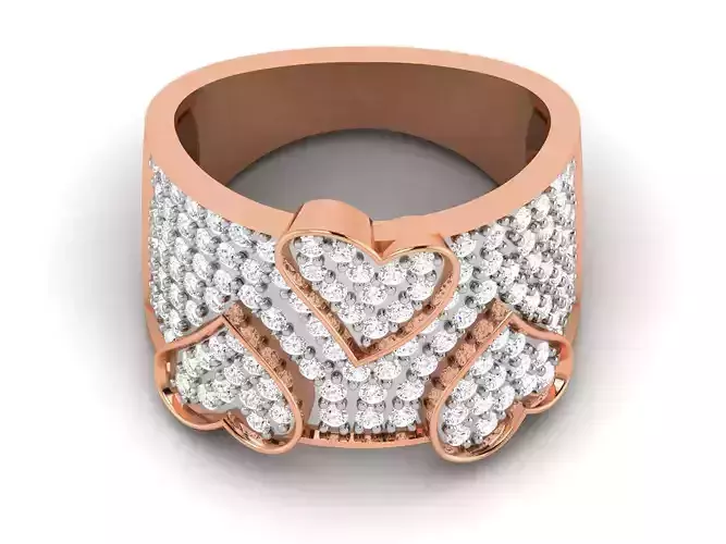 Women Diamond Heart Cocktail Ring 3dm renders detail