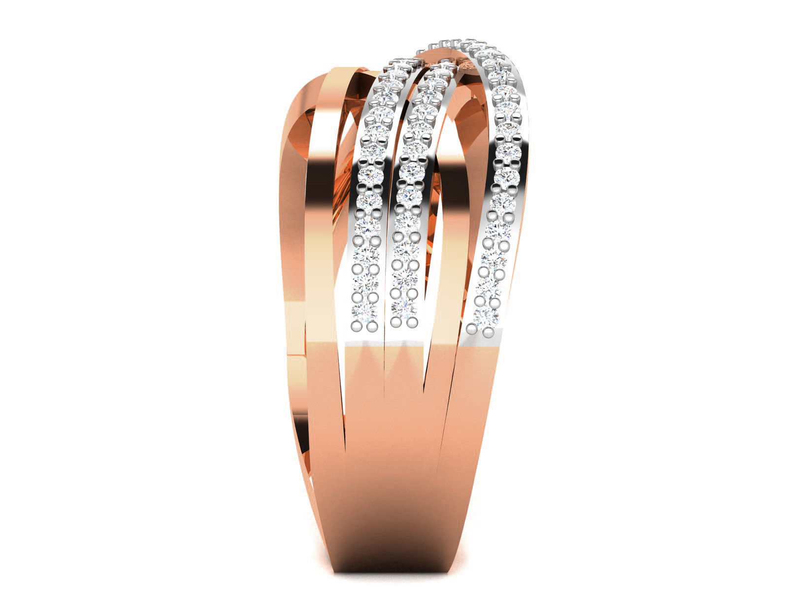 Wire Mesh High Jewelry Women Diamond Ring 3dm render details 3D print model_3