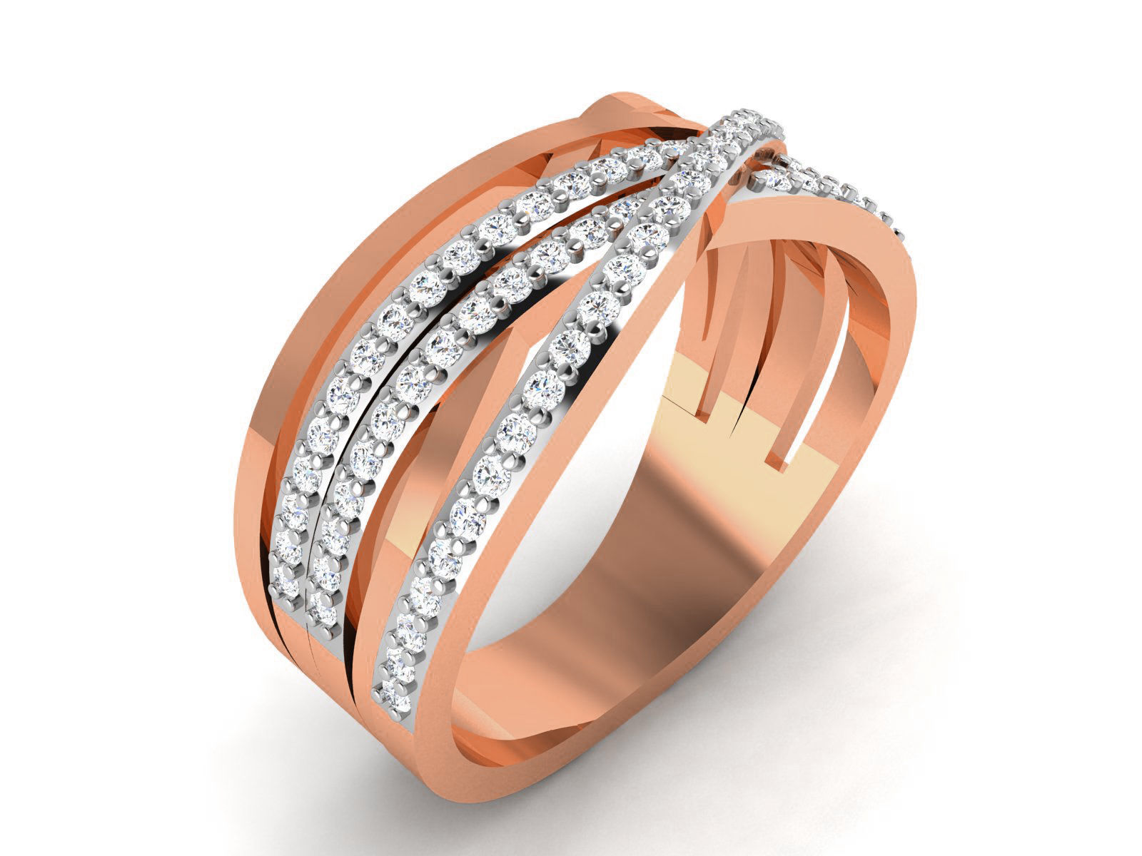 Wire Mesh High Jewelry Women Diamond Ring 3dm render details 3D print model_1