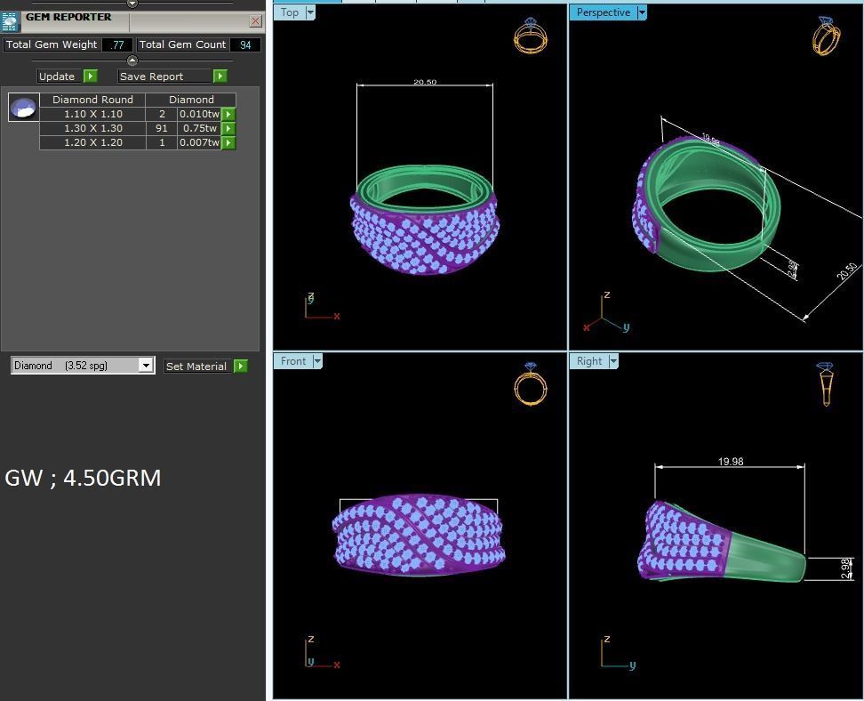 Women Diamond Ring 3dm render details 3D print model_4