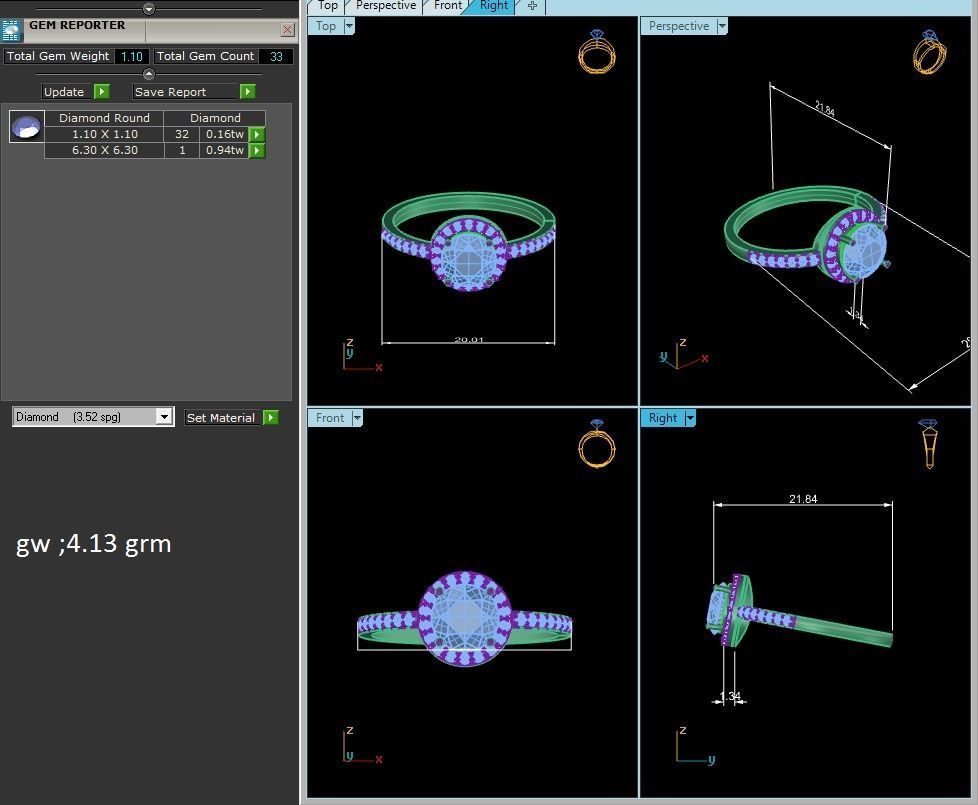 Women solitaire ring 3dm render detail 3D print model_4
