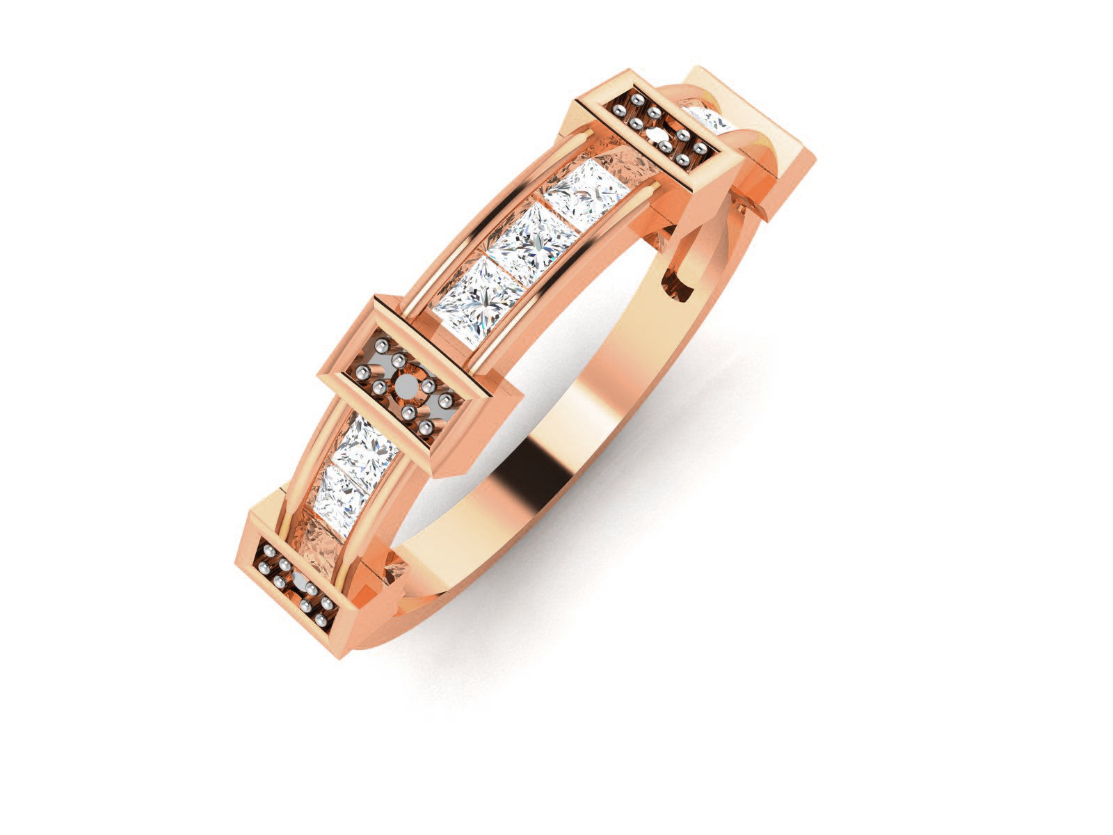 Diamond Band Ring 3dm render detail 3D print model_1