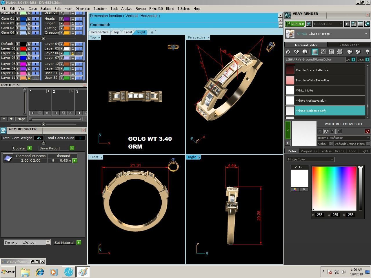 Diamond Band Ring 3dm render detail 3D print model_4