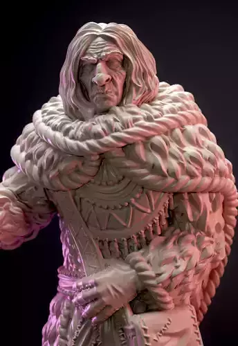 Old hunter with spear 3D print model