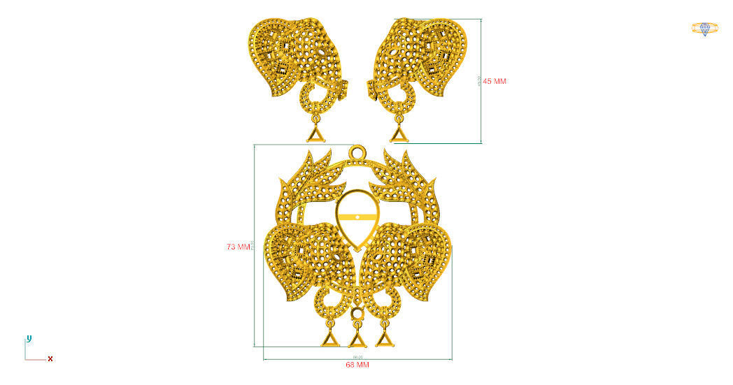 Elephant head pendant  3D print model_2