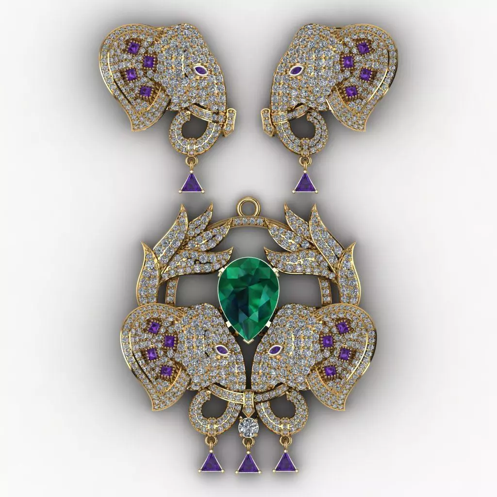 Elephant head pendant  3D print model_0