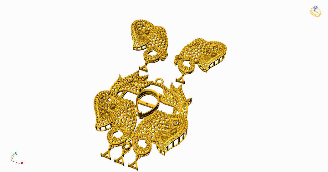 Elephant head pendant  3D print model_7