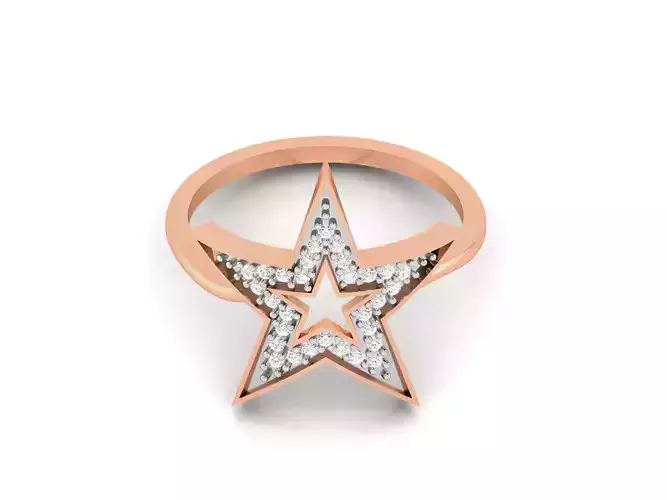 Women Diamond Star Ring 3dm render details