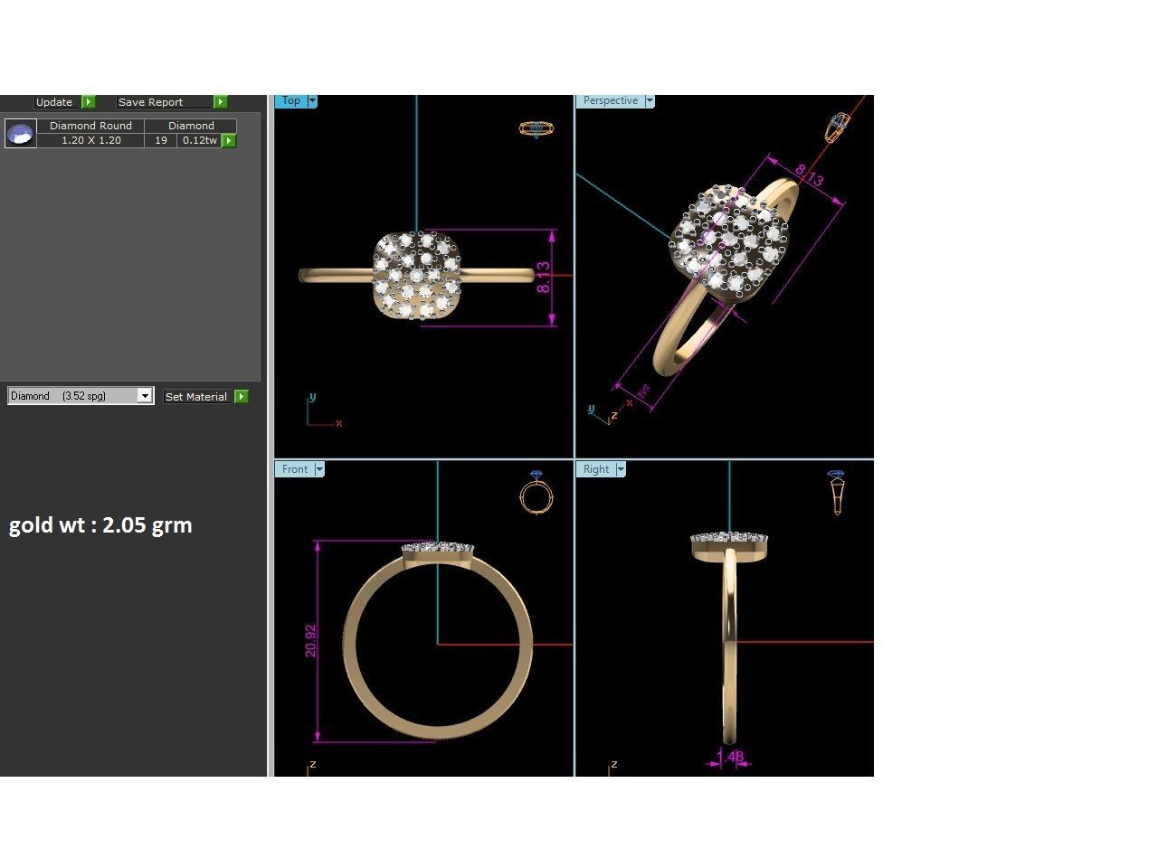 Ultra light wt minimalist Women Ring 3dm renders detail 3D print model_2