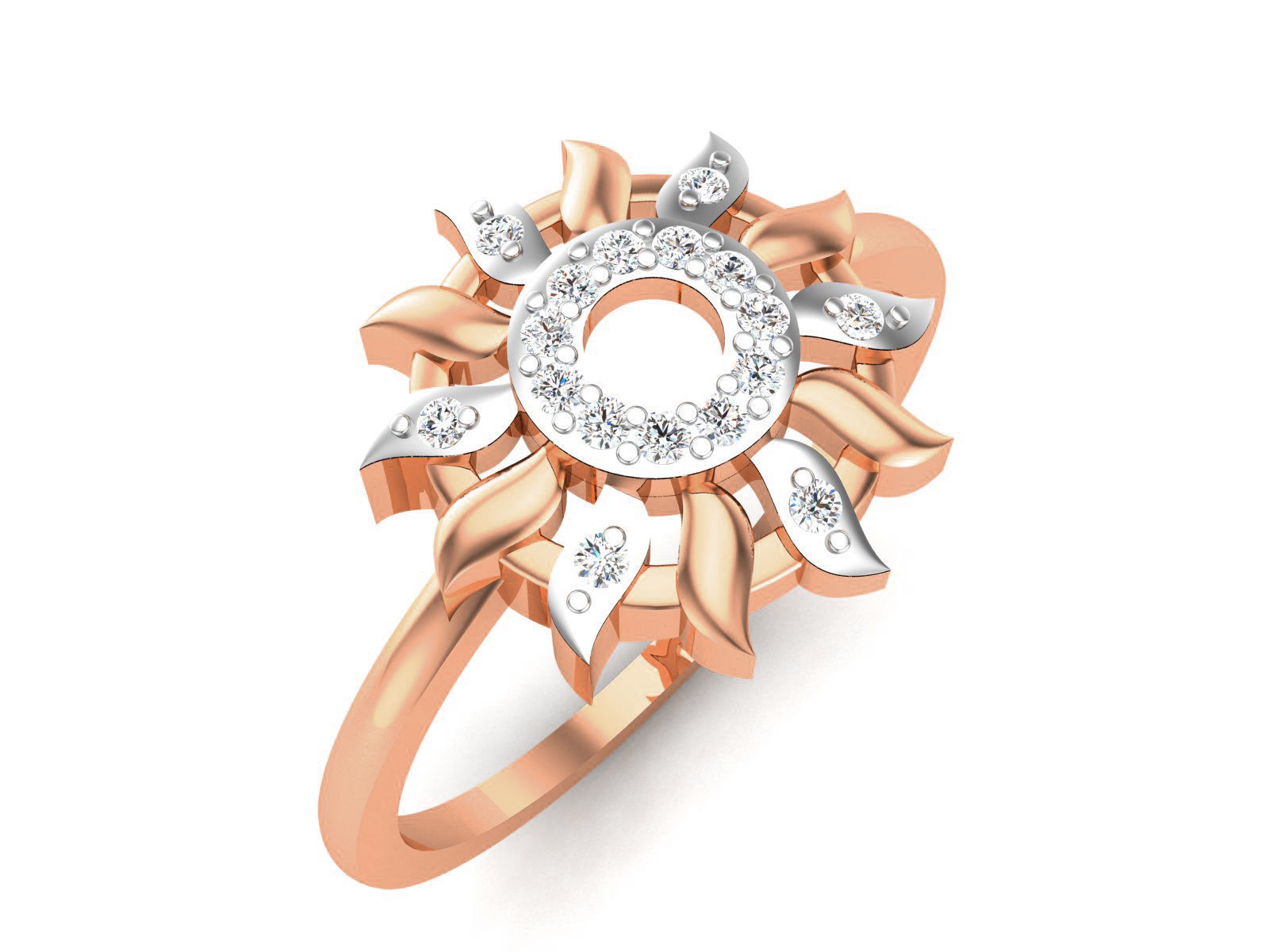 Flower Women Diamond Ring 3dm render details 3D print model_2