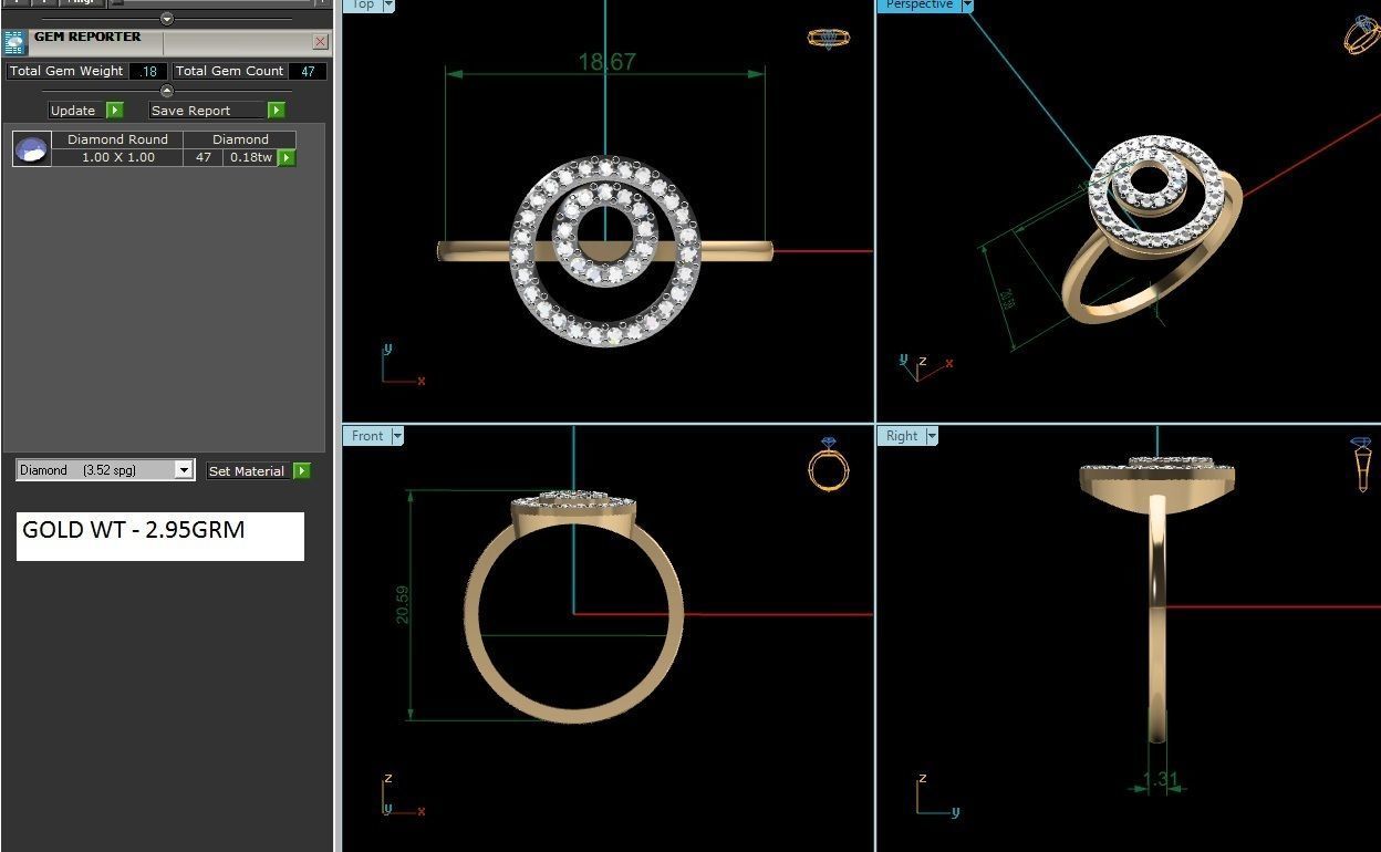 Ultra light wt minimalist Women Ring 3dm renders detail 3D print model_1
