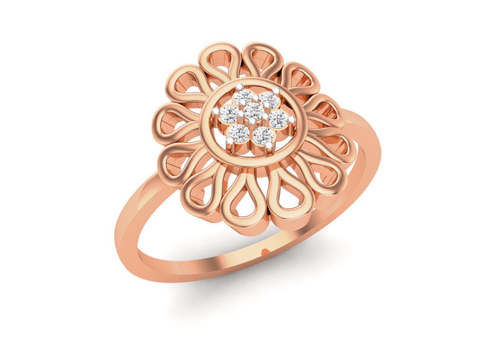 Flower Women Diamond Ring 3dm render details 3D print model_2