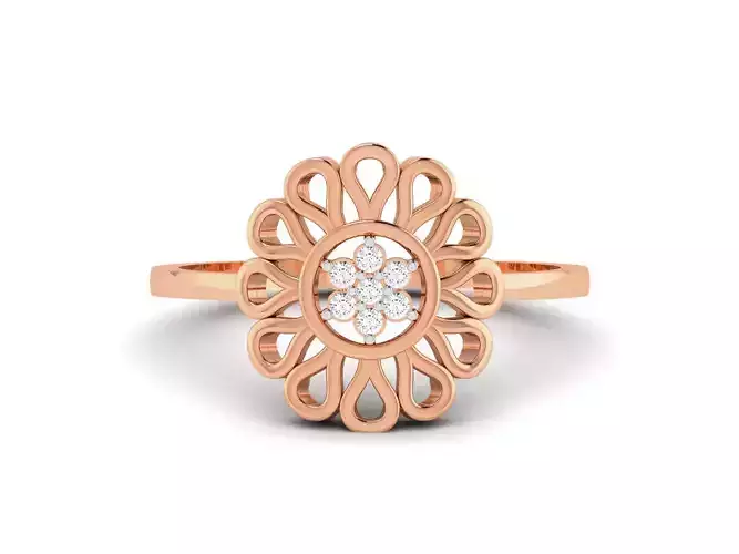Flower Women Diamond Ring 3dm render details