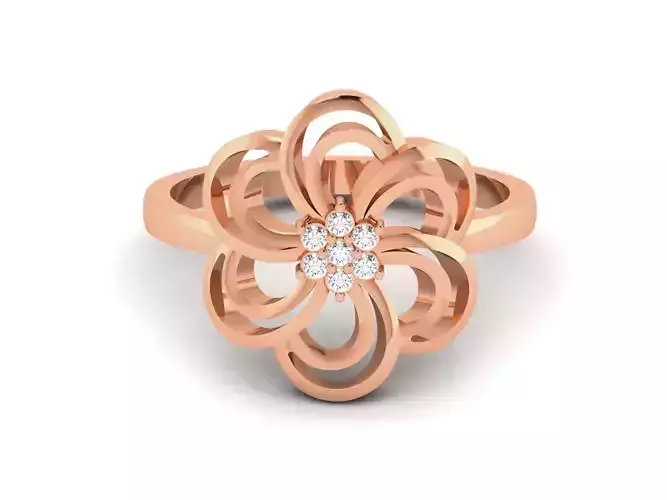 Flower Women Diamond Ring 3dm render details