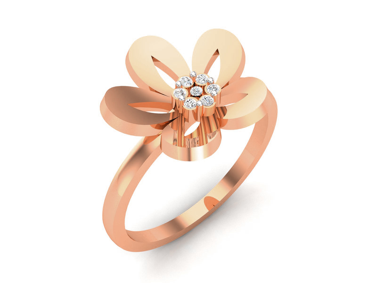 Flower Women Diamond Ring 3dm render details 3D print model_3