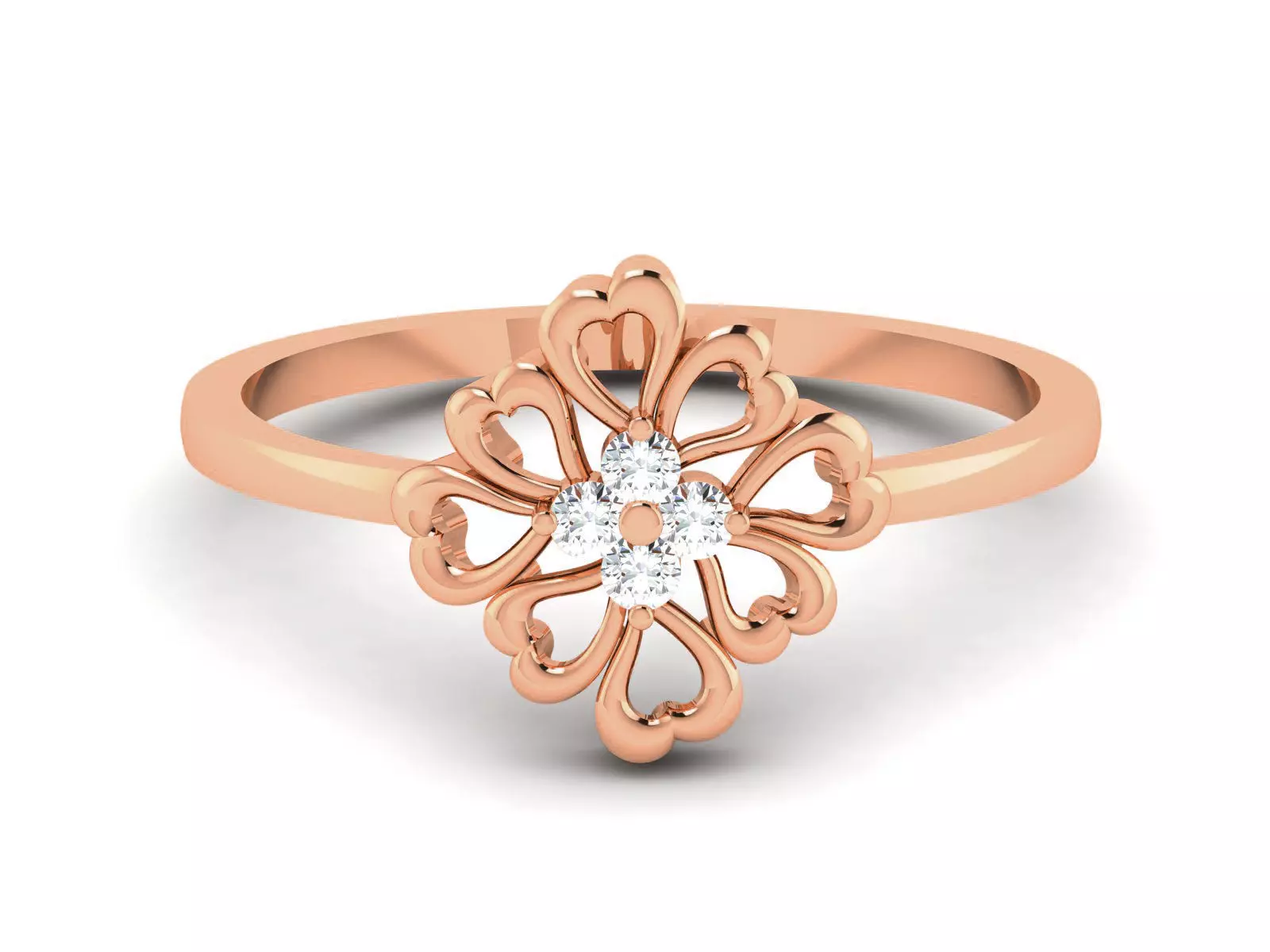 Flower Women Diamond Ring 3dm render details 3D print model_0