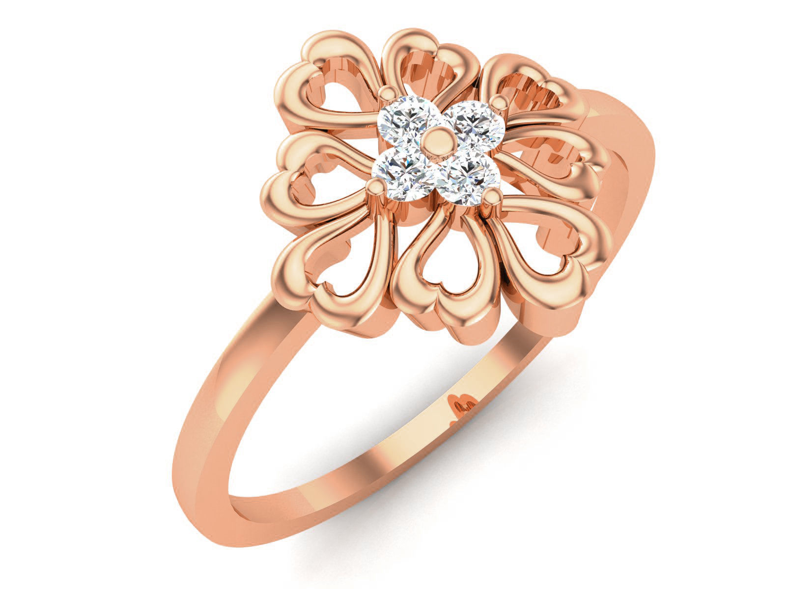Flower Women Diamond Ring 3dm render details 3D print model_1