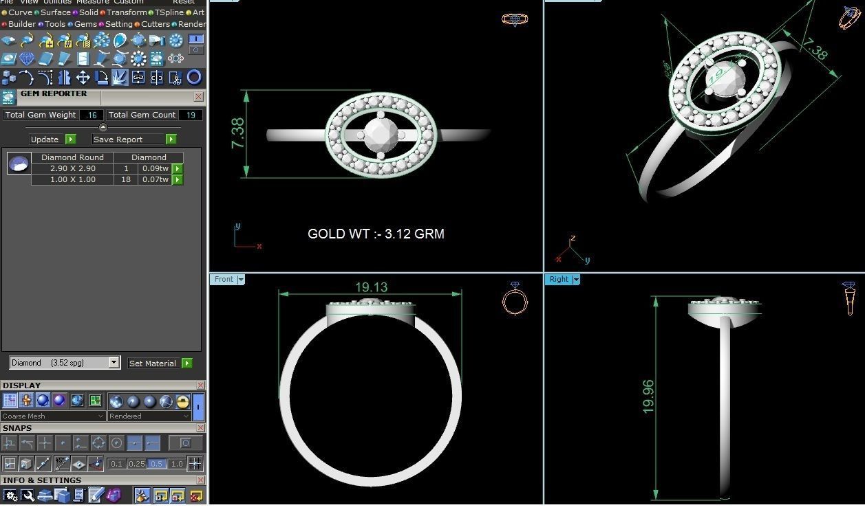 Women solitaire ring 3dm render detail 3D print model_4