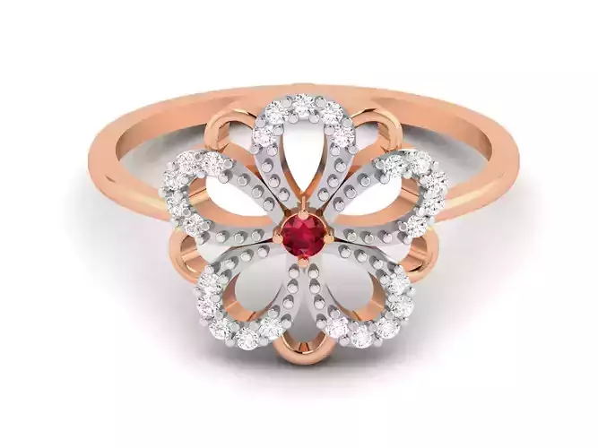 Flower Women Diamond Ring 3dm render details