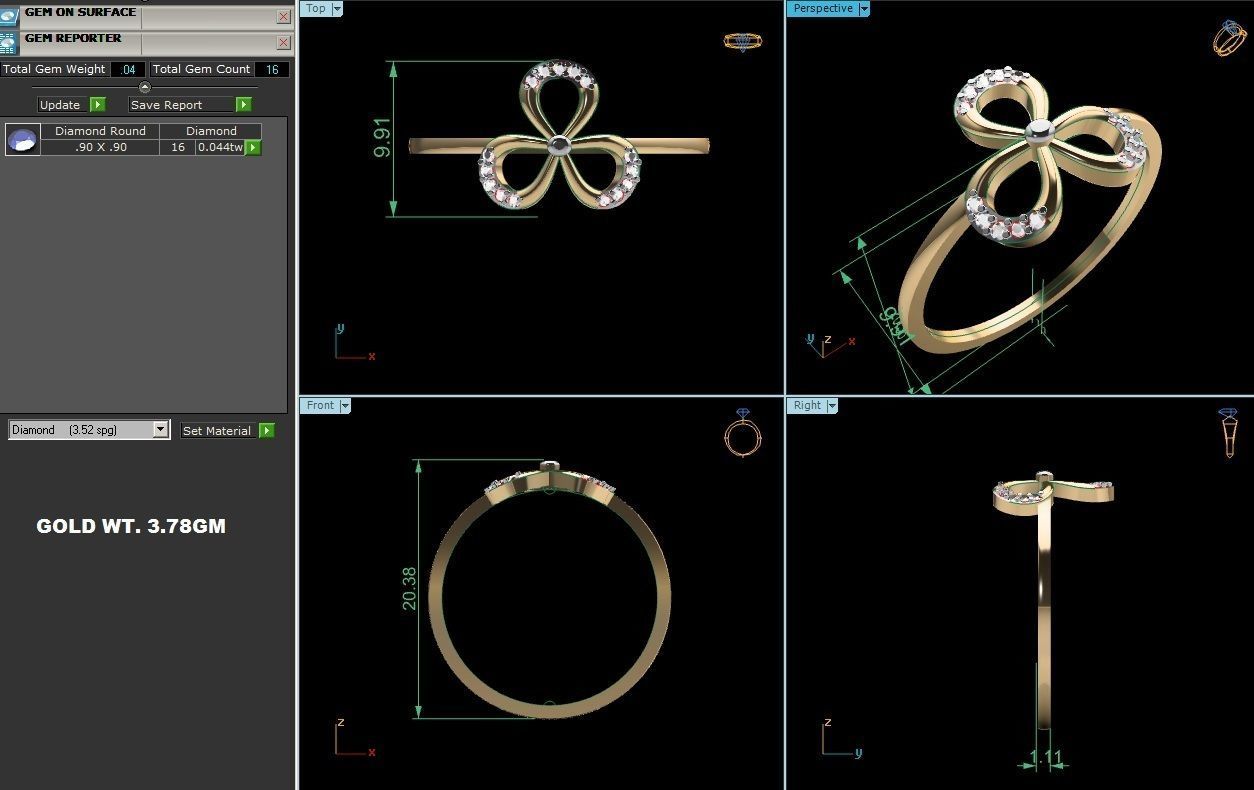 Ultra light wt minimalist flower Ring 3dm renders detail 3D print model_4