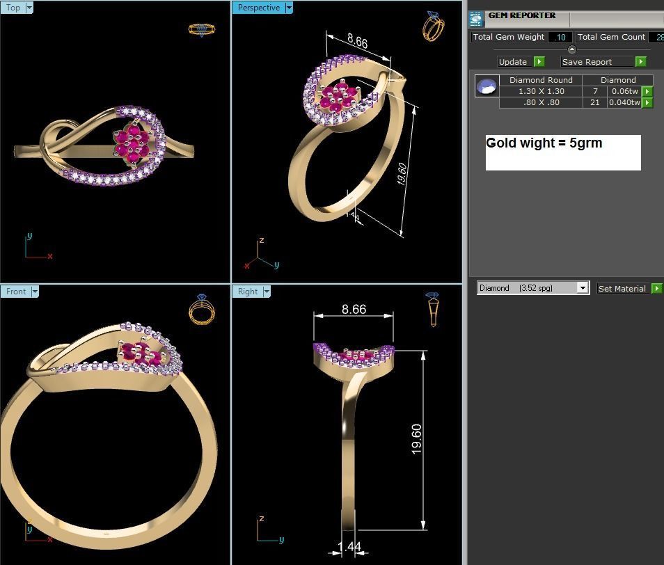 Ultra light wt minimalist Women Ring 3dm renders detail  3D print model_2