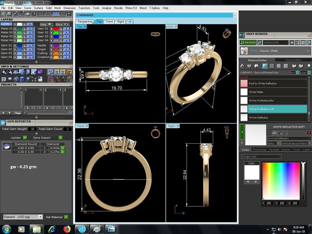 Women solitaire ring 3dm render detail 3D print model_2