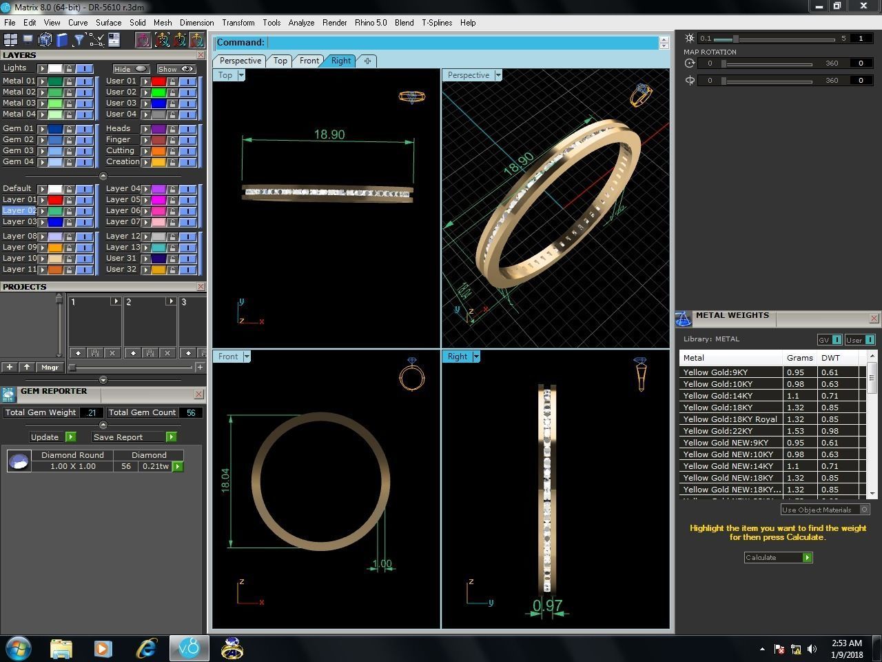 Diamond Band Ring 3dm render detail 3D print model_4