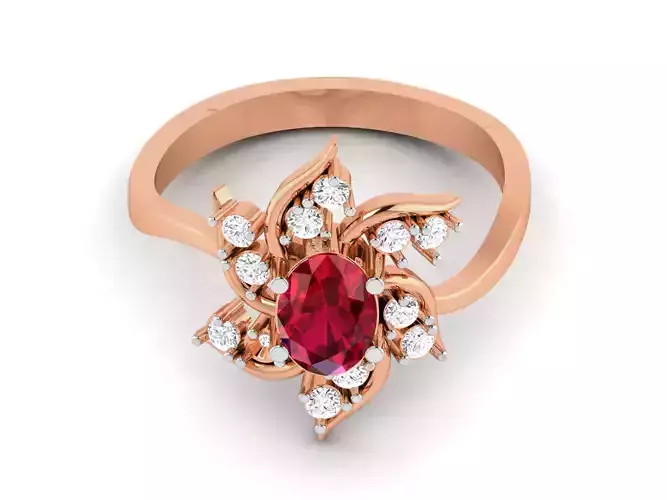 Women Solitaire Diamond Cocktail Ring 3dm renders detail