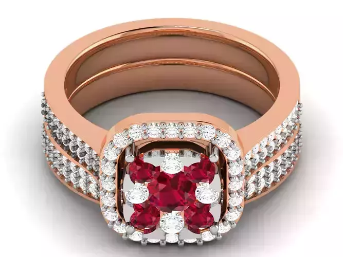 Women Diamond Cocktail Ring 3dm renders detail